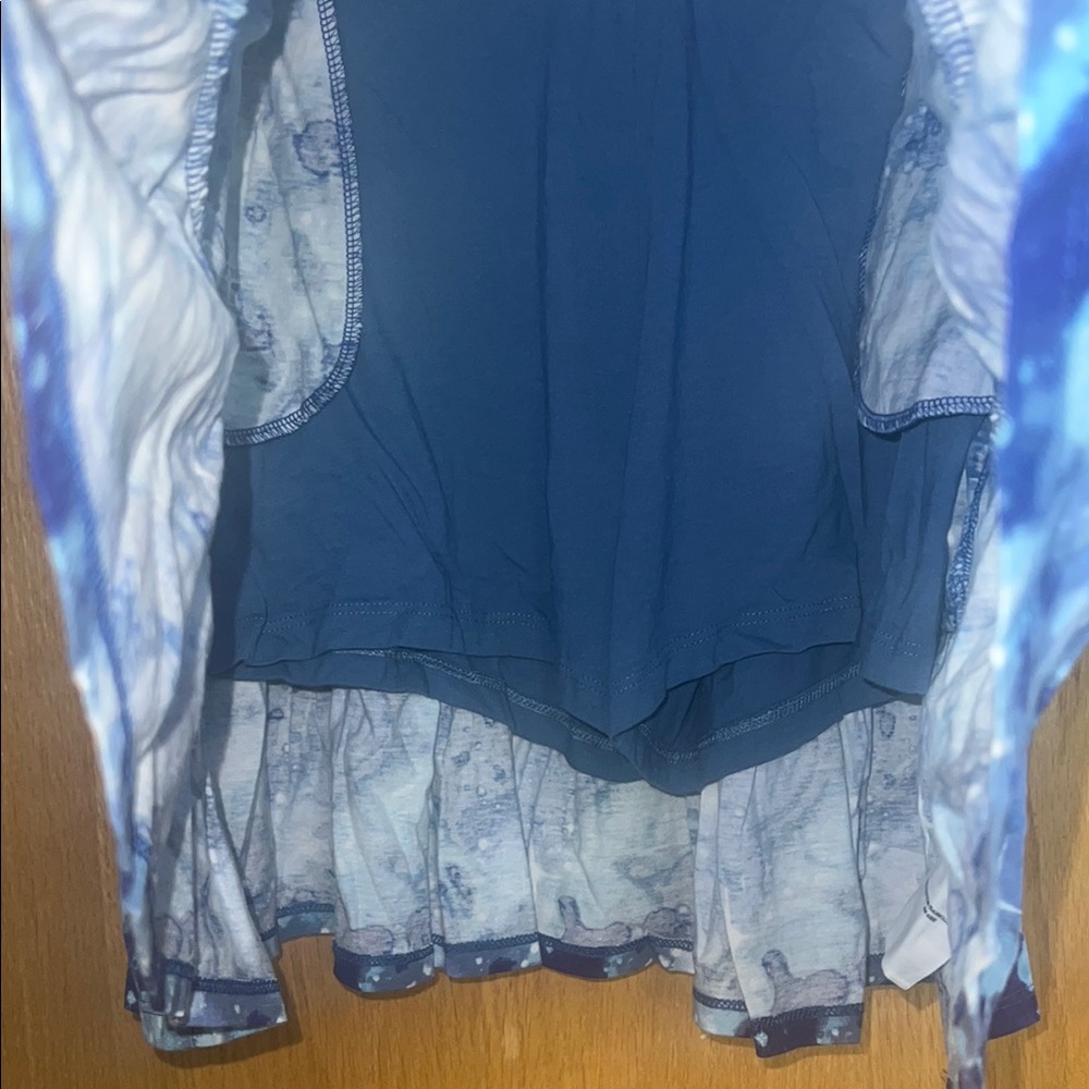 Lands End NEW Girls Blue Galaxy Celestial Star Print Ruffle Skort Pockets XL - Picture 2 of 4